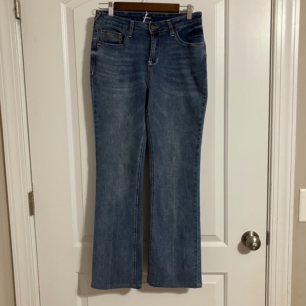 Flamingals Womens Medium Wash Bootcut Jeans Blue Stretch Denim Size L 250072
